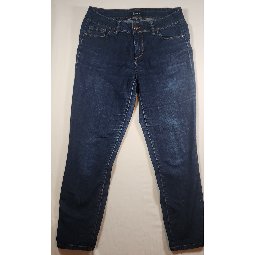 d.jeans Womens Dark Wash Stretch Denim Tapered Leg Jeans‎ Blue Size 6